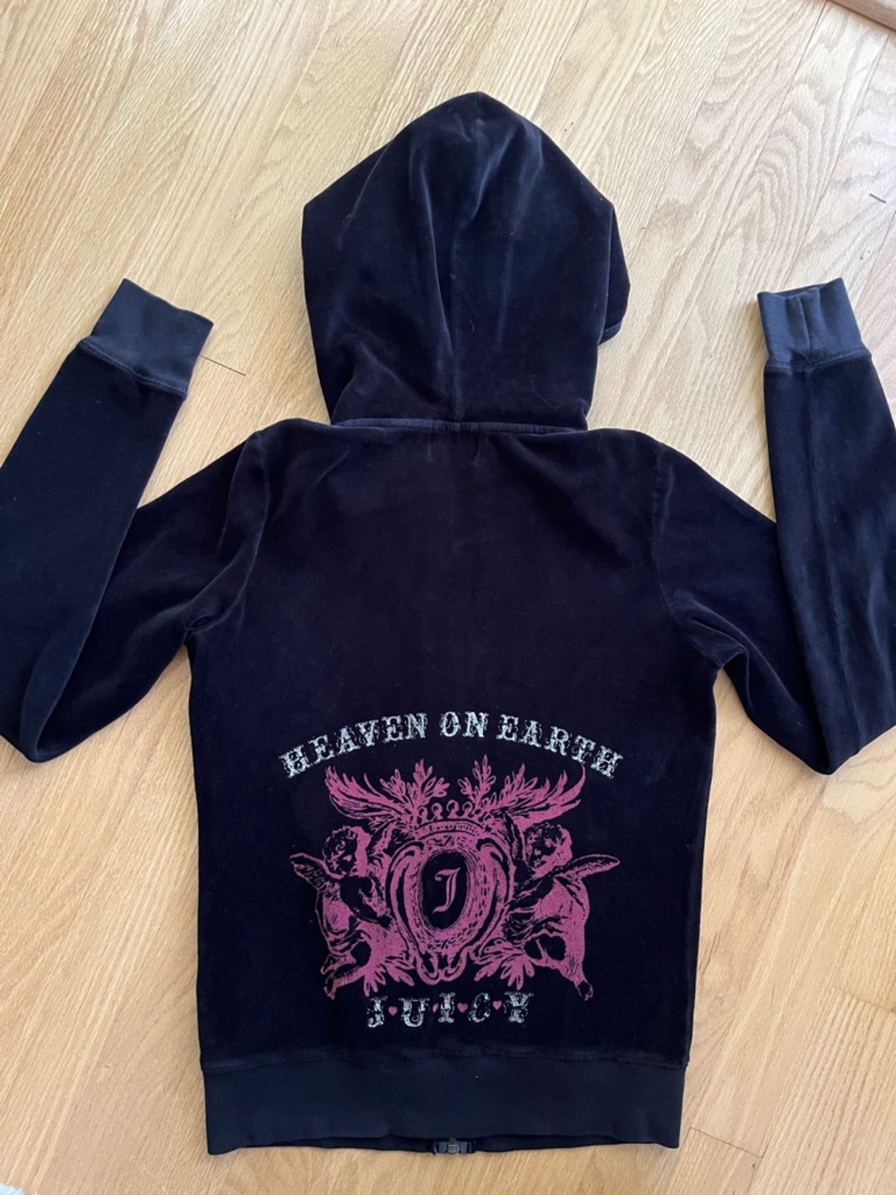 Juicy Couture Black Velour Zip-Up Hoodie - Picture 7 of 11